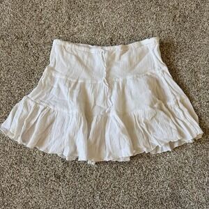 white fairy ruffle mini skirt